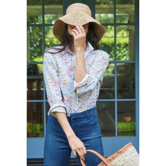 Frank & Eileen Tops - Frank & Eileen Womens Medium 100% Linen Floral Button Up Shirt Long Sleeve Top
